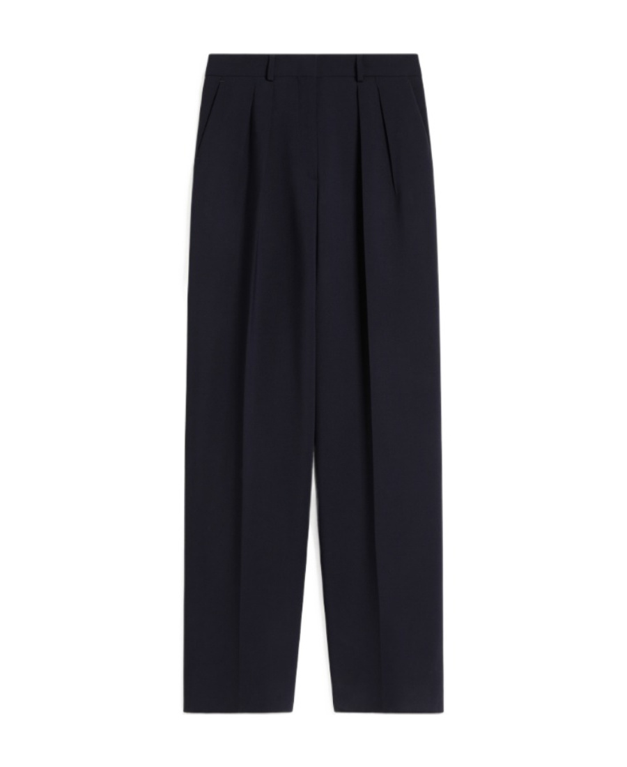 Sportmax Wide Version Elastic Wool Casual Pants In Black