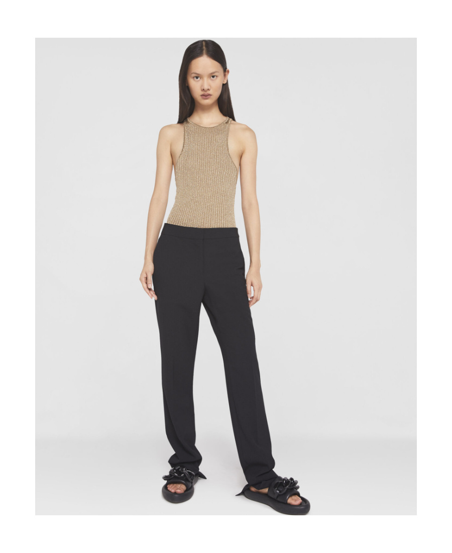 Stella Mccartney Split Cuff Straight Leg Trousers In Black