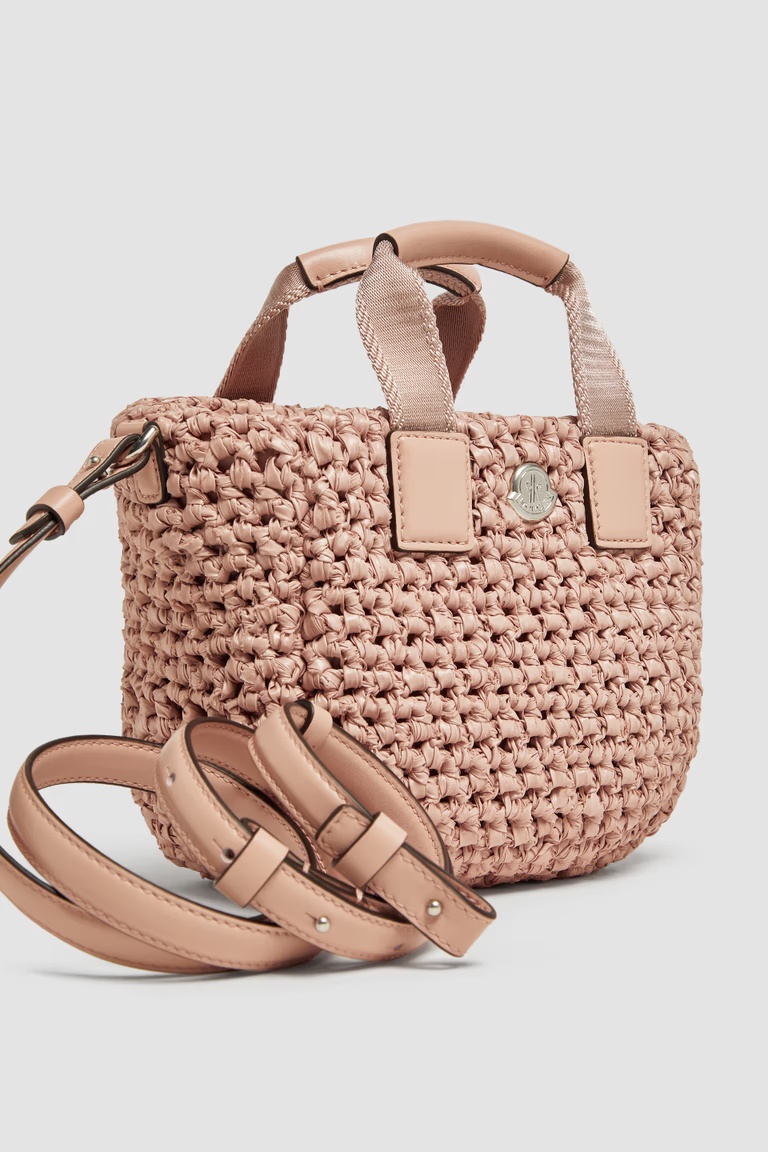 Moncler Caradoc Woven Miniature Handbag In Pink