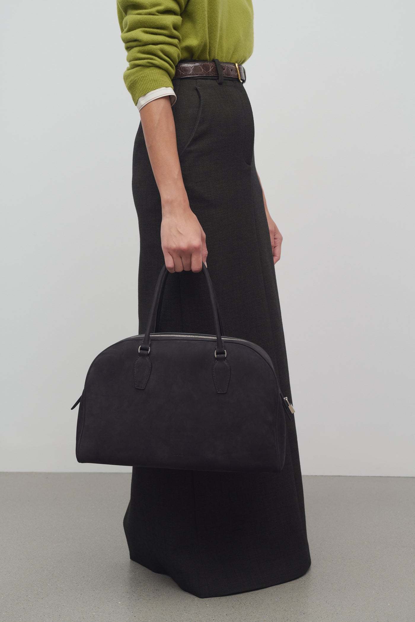 Shop The Row India 15.75 Suede Handbag In Black