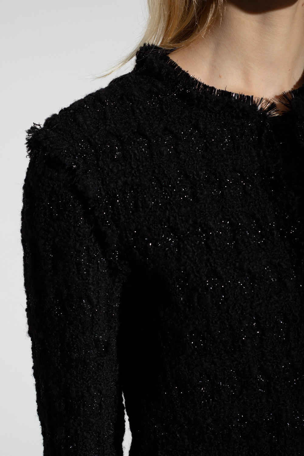Tory Burch Tinsel-tweed Cropped Jacket In Black