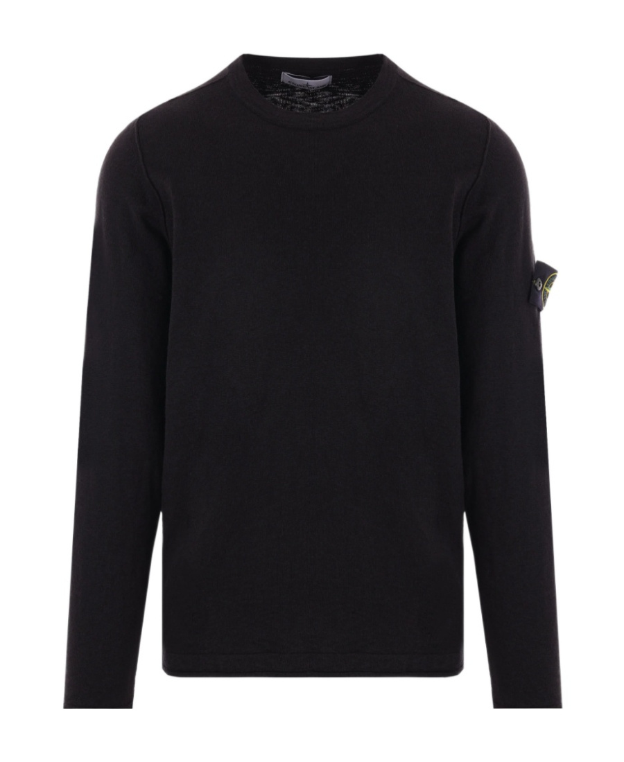 Shop Stone Island Logo Patch Crewneck Jumper In Black