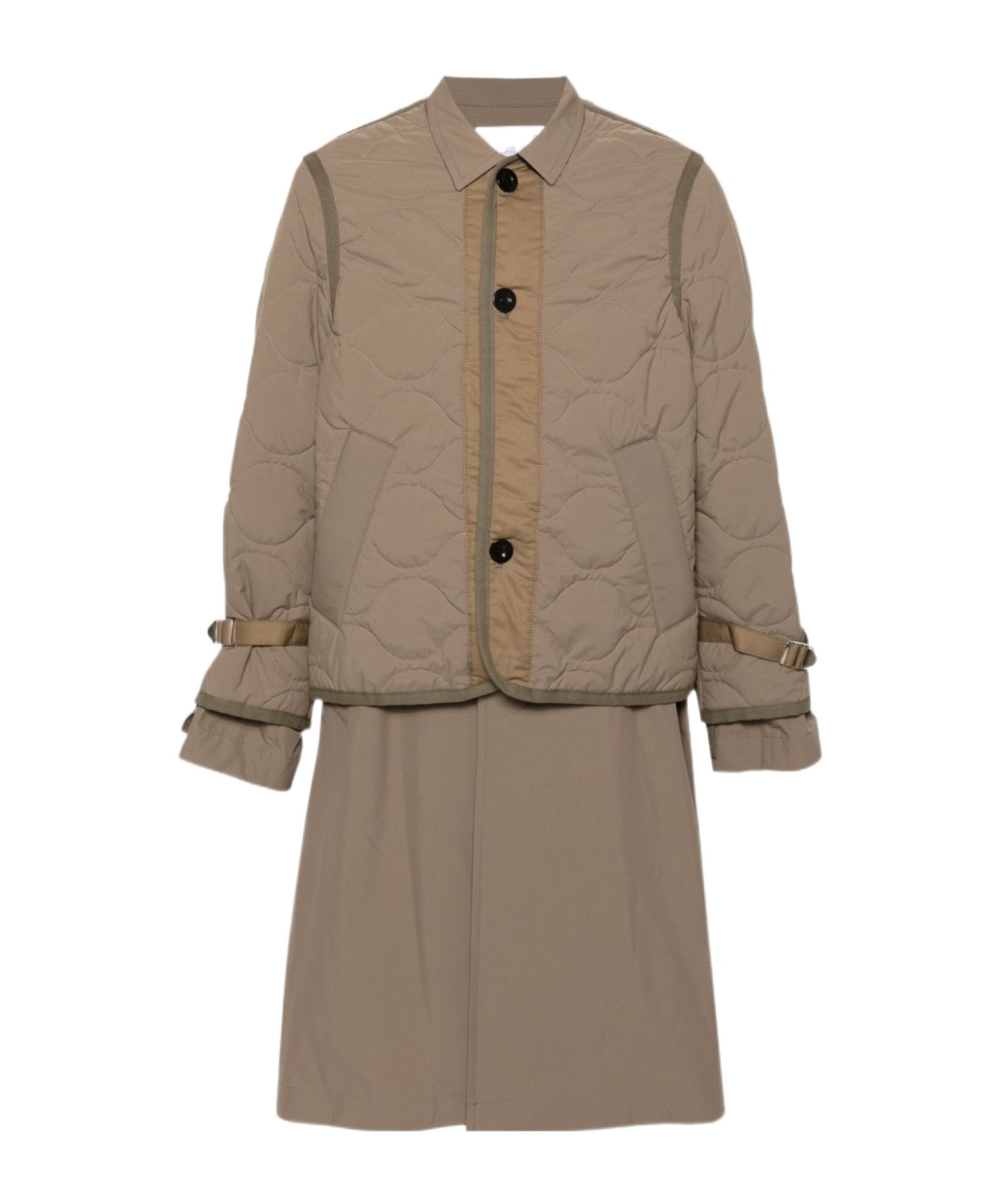 Sacai Layered Coat In Brown