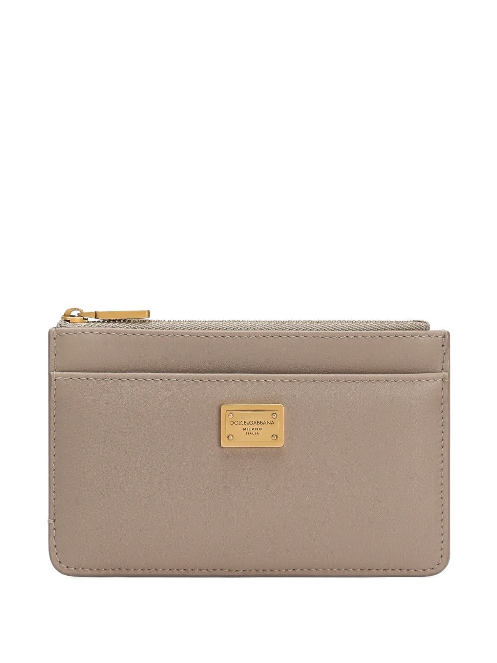 Dolce & Gabbana Leather Cardholder In Sand