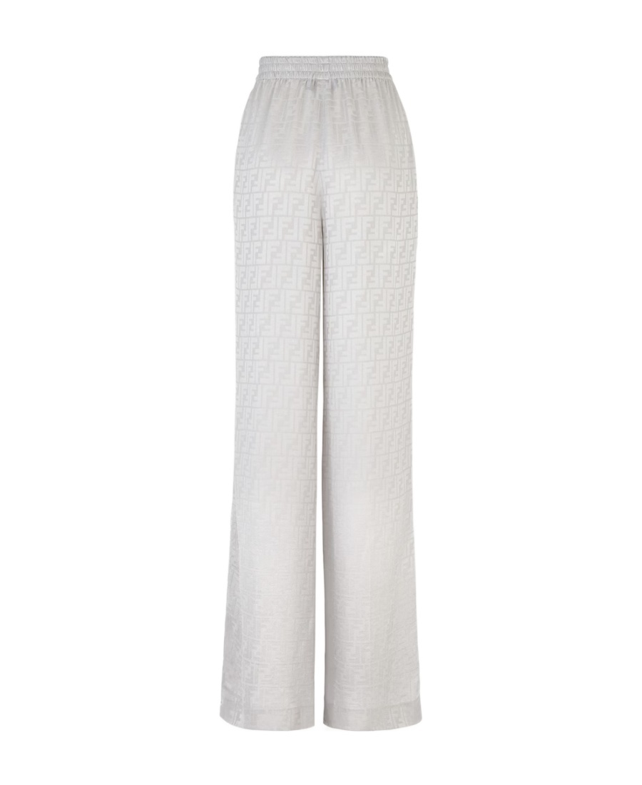 Fendi Logo-motif Palazzo Trousers In Gray