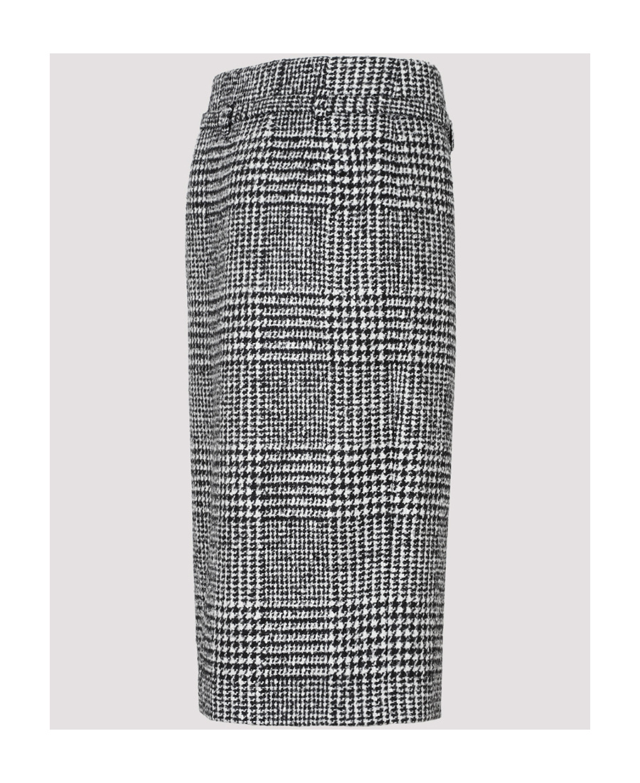 Tom Ford Virgin Wool Skirt With Prince Of Wales Motif In Black