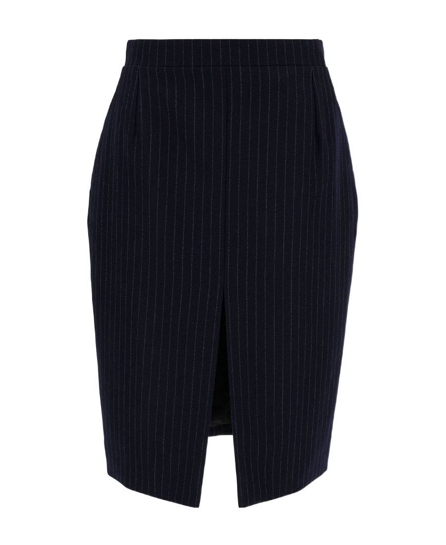 Saint Laurent Pinstriped High-waist Wool Miniskirt In Black