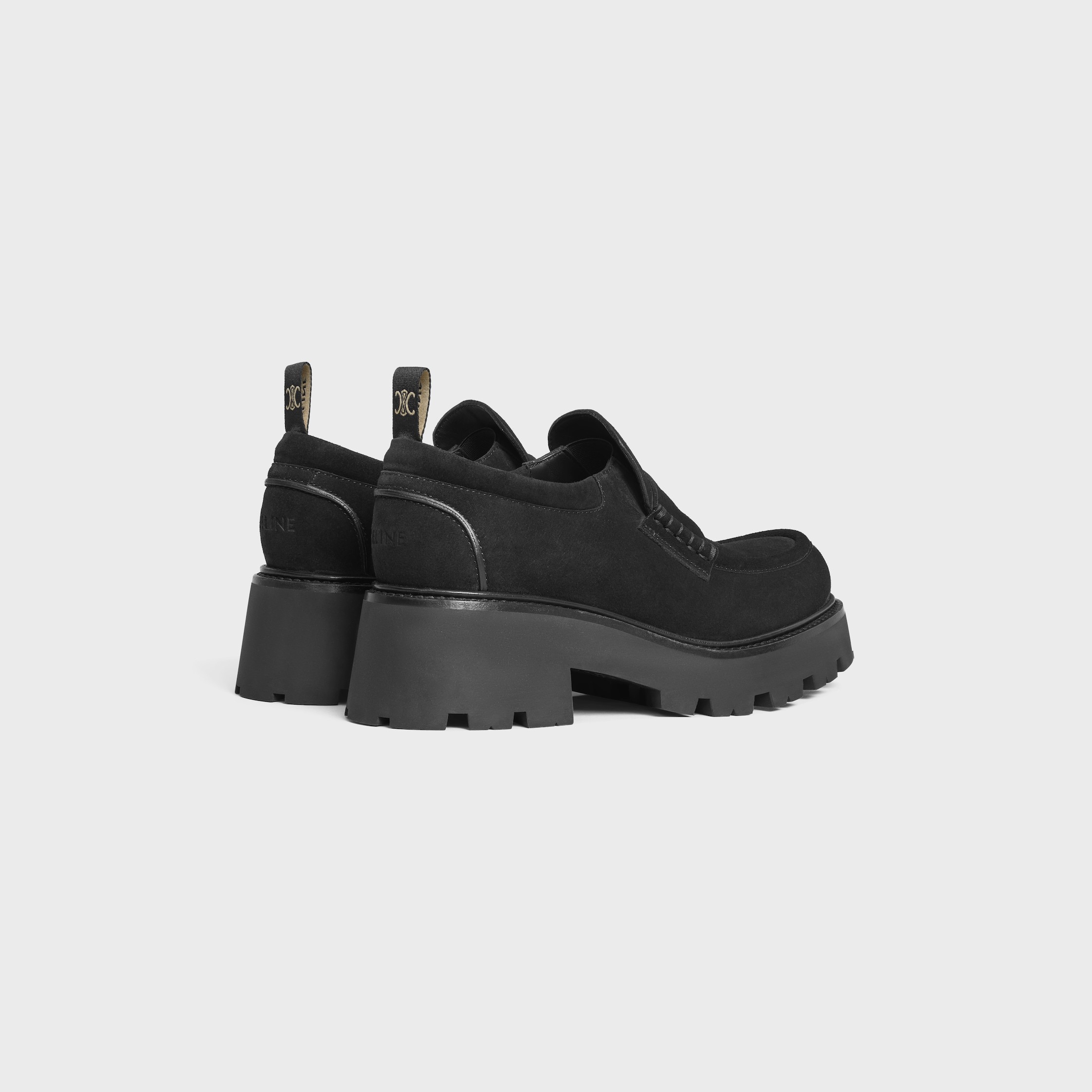 Celine Triomphe Loafers In Suede Calfskin In Black