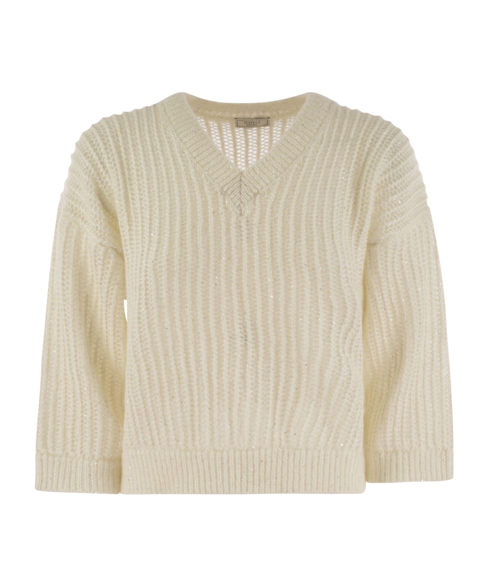 Peserico Women Tricot Sweater With Micropaillettes In Nude