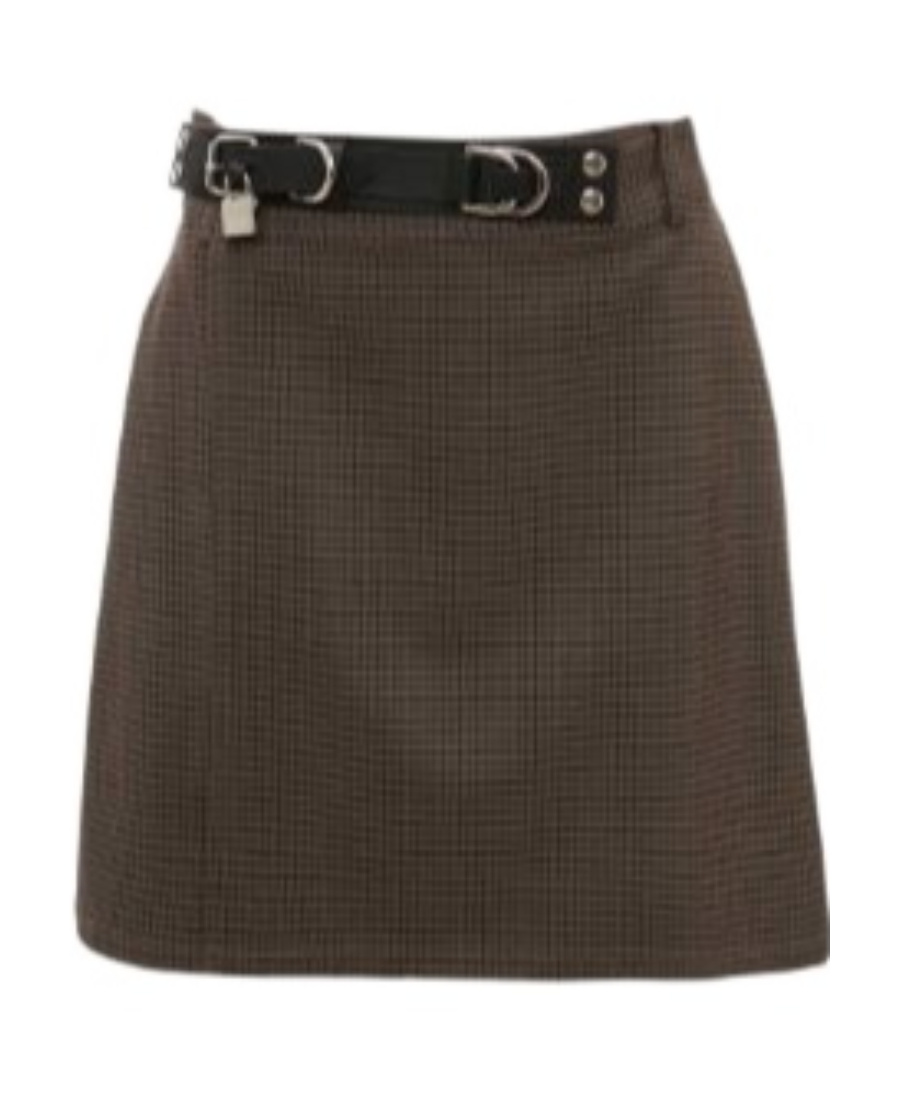 Jw Anderson Check-print Belted Skirt In Brown