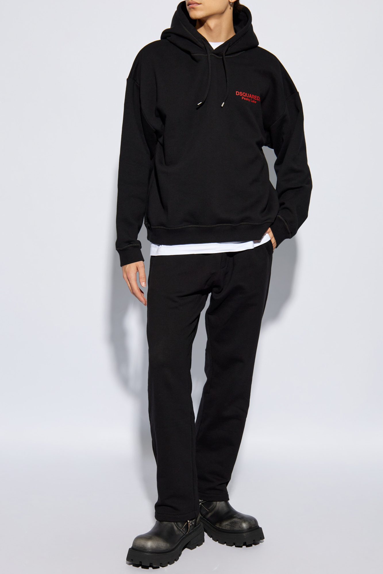 Dsquared2 Logo-print Drawstring Hoodie In Black