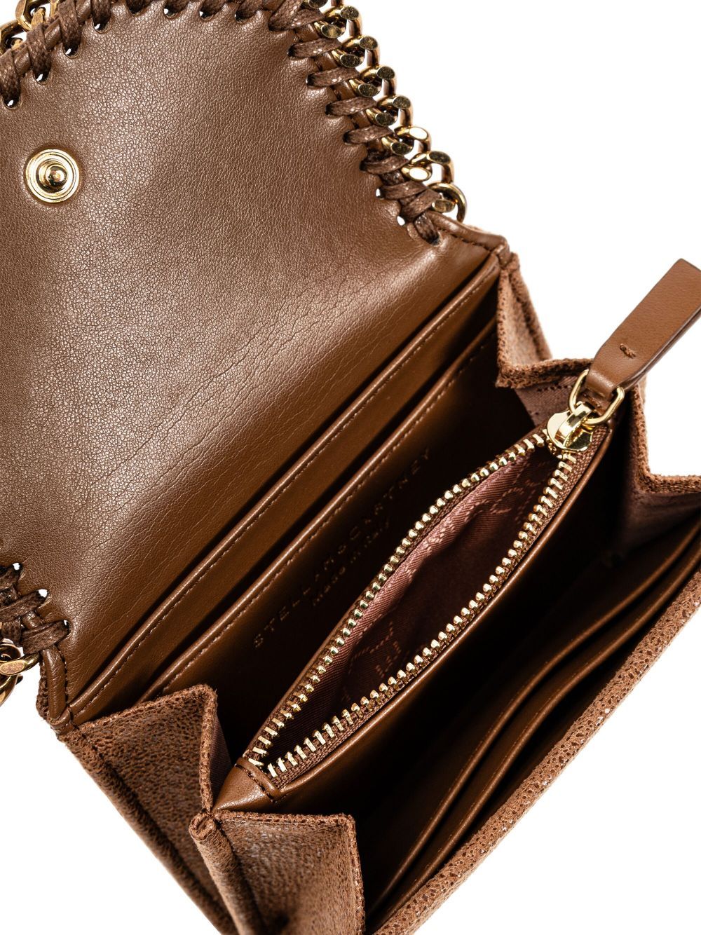 Stella Mccartney Falabella Chain-link Wallet In Brown
