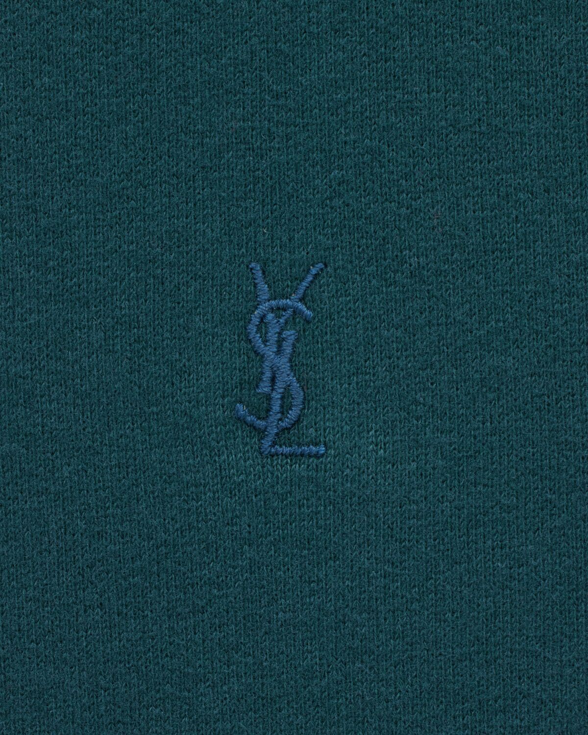 Saint Laurent Round-collar Long-sleeve Hoodie In Blue