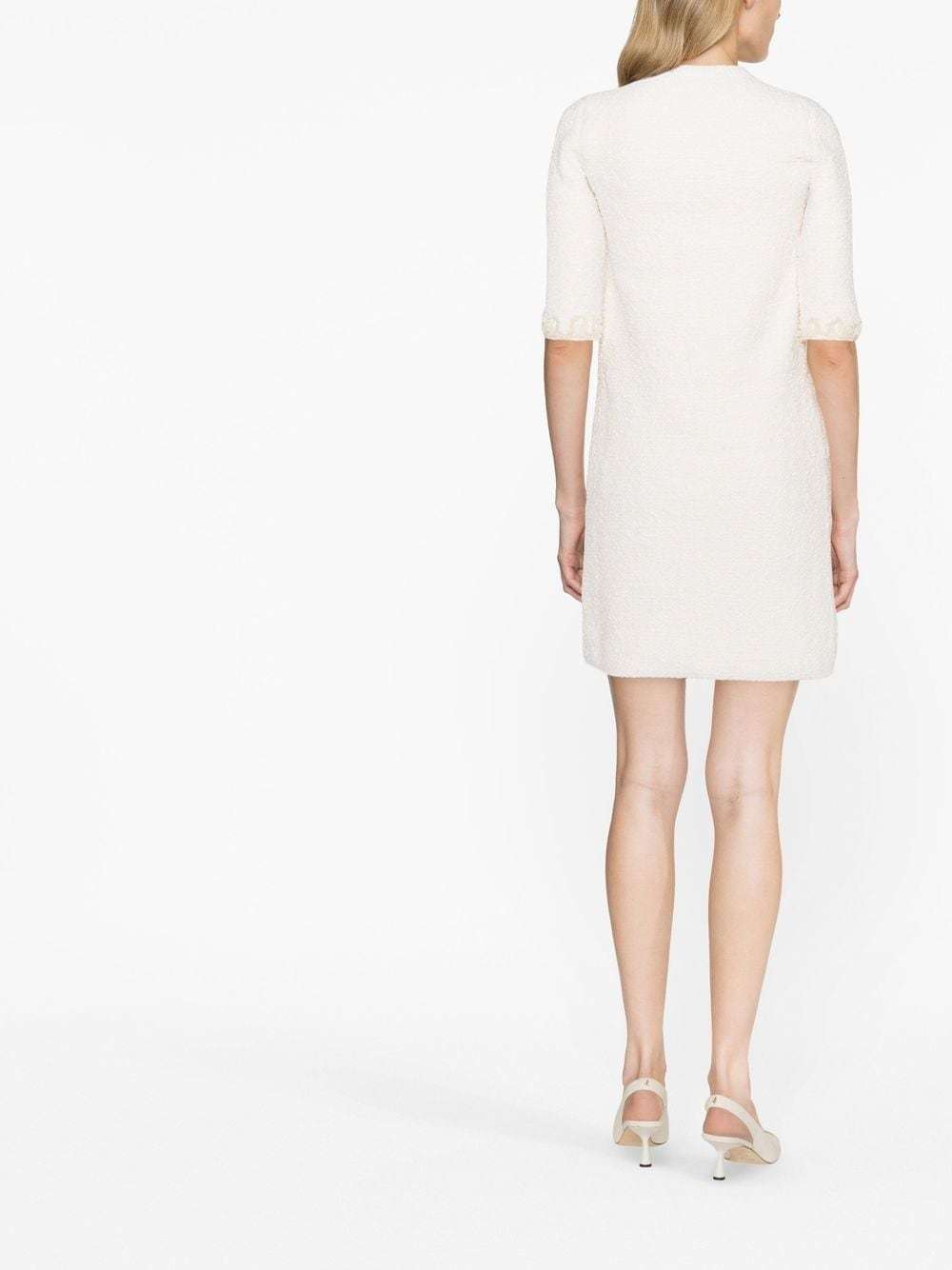 Lanvin Floral-embroidered Knitted Tweed Dress In White