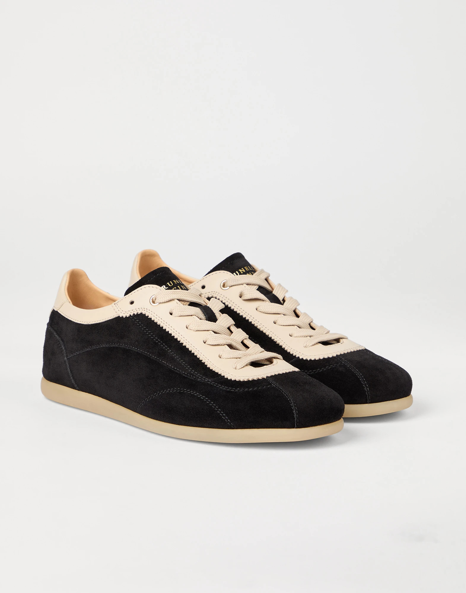 Brunello Cucinelli Suede Panelled Sneakers In Black