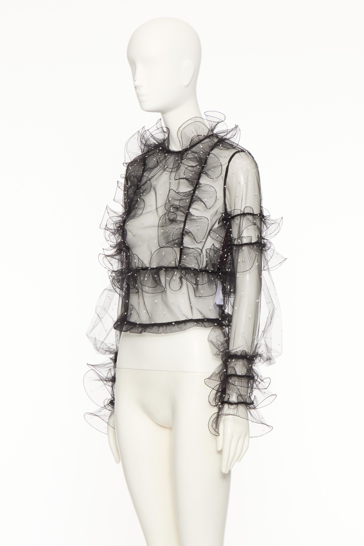 Valentino Long-sleeved Blouse In Black/ivory