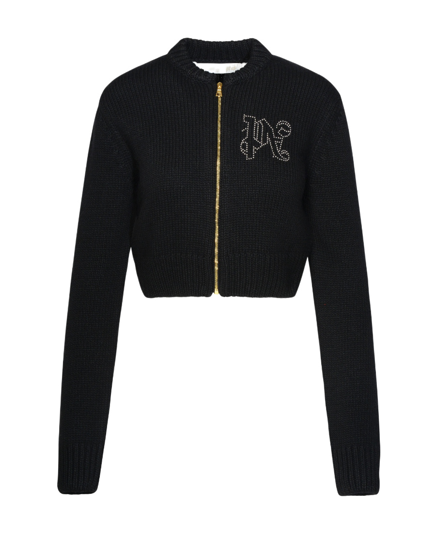 Palm Angels Monogram-appliqu� Zip-up Sweatshirt In Black