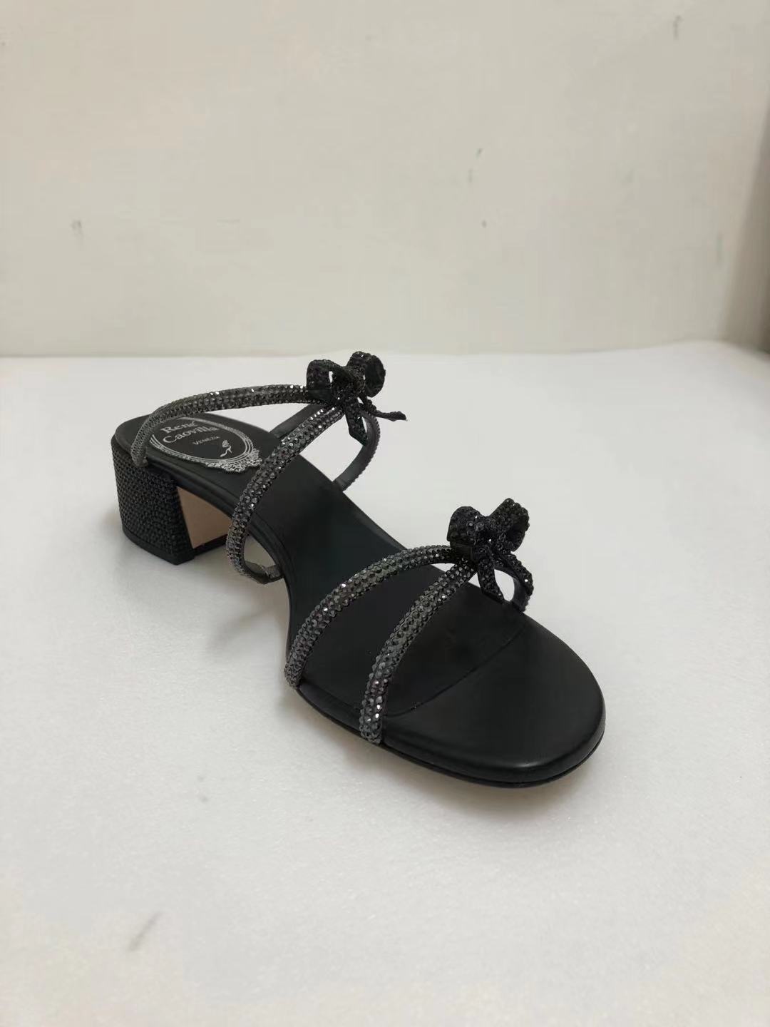 René Caovilla Water Drill Bow Sandals In Black