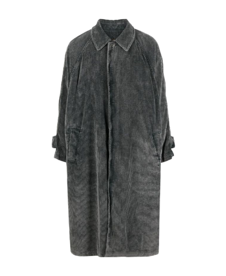 Uma Wang Corduroy Cotton Trench Coat In Gray