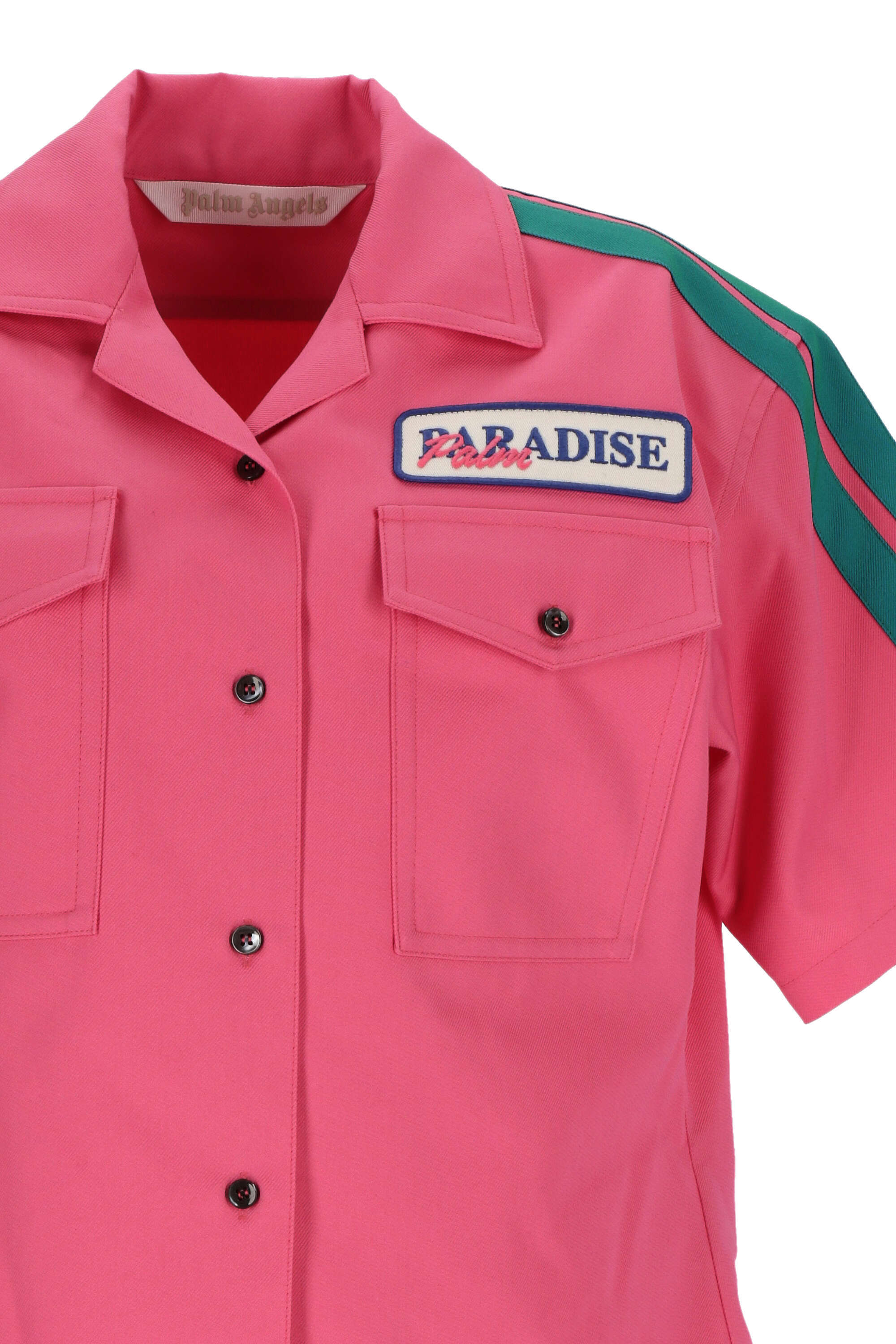 Palm Angels Logo-patch Short-sleeved Shirt In Pink