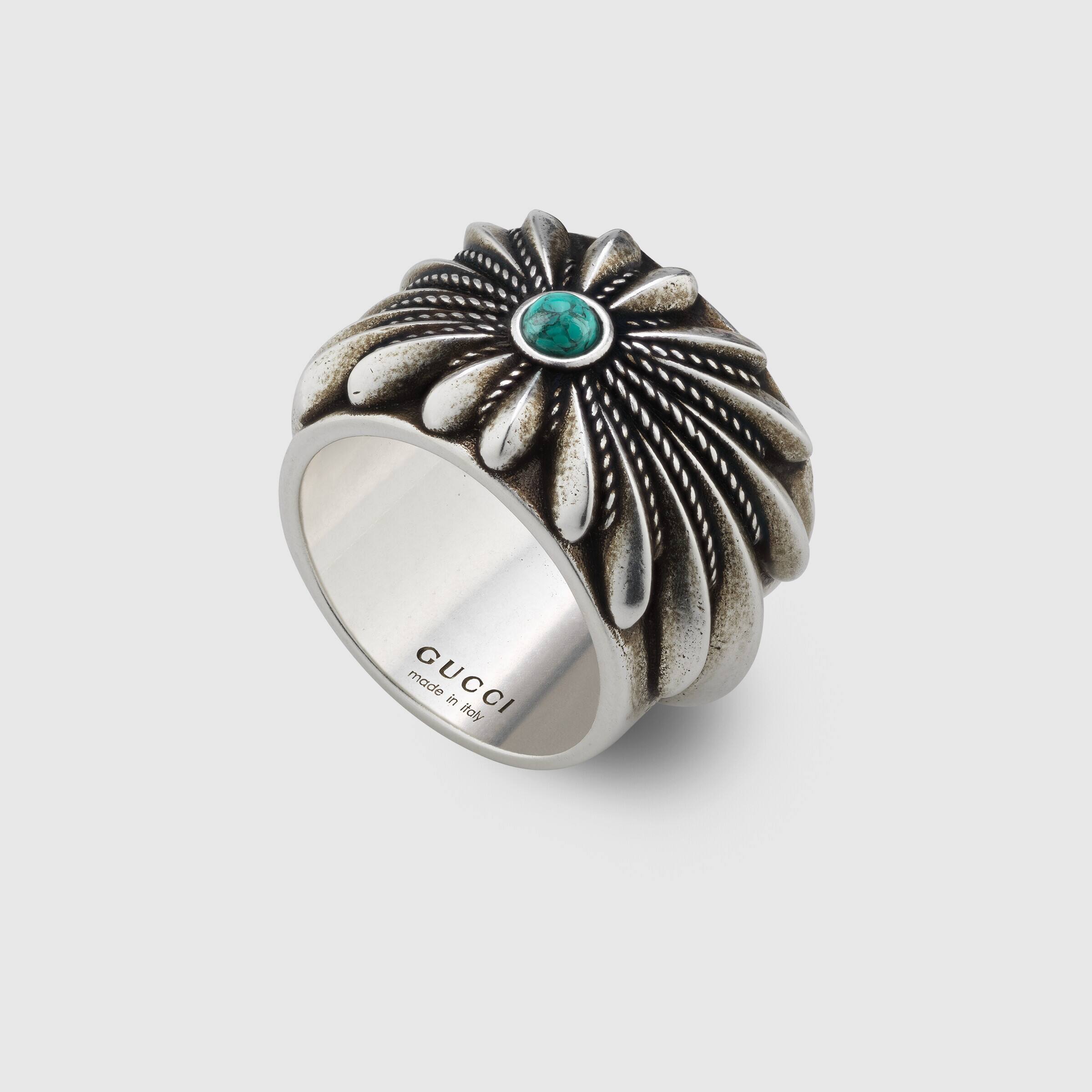 Gucci Interlocking G Floral-motif Ring In Multicolor