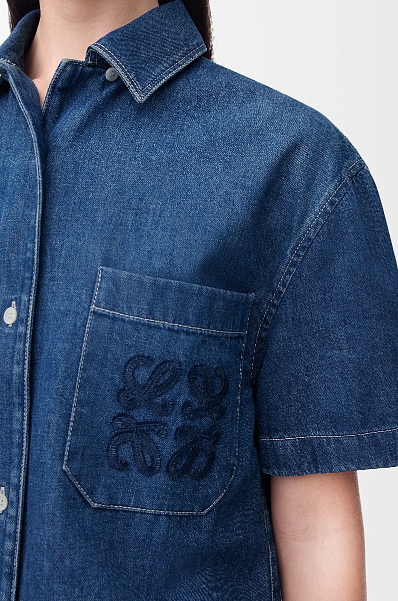Shop Loewe Short Sleeve Shirt In Light Blue