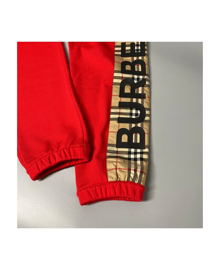 Shop Burberry Vintage Check Panel Track Pants In Red