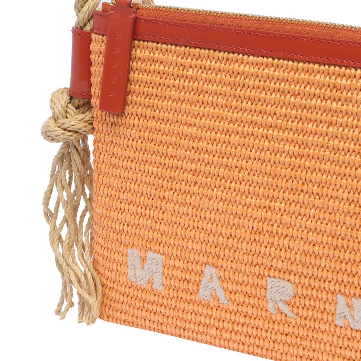Marni Marcel Summer Raffia Shoulder Bag In Orange