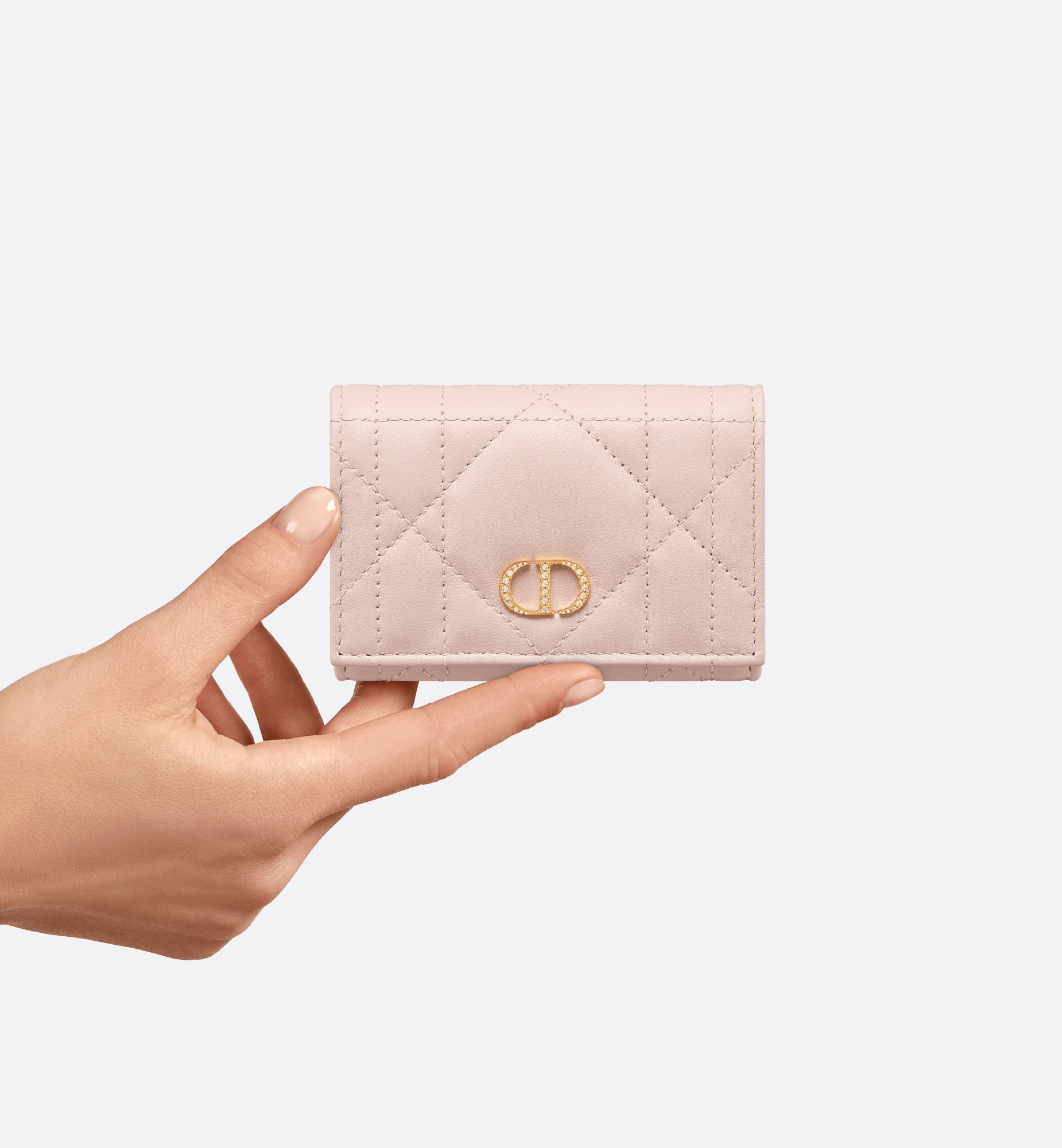 Dior Caro Glycine Wallet In Pink
