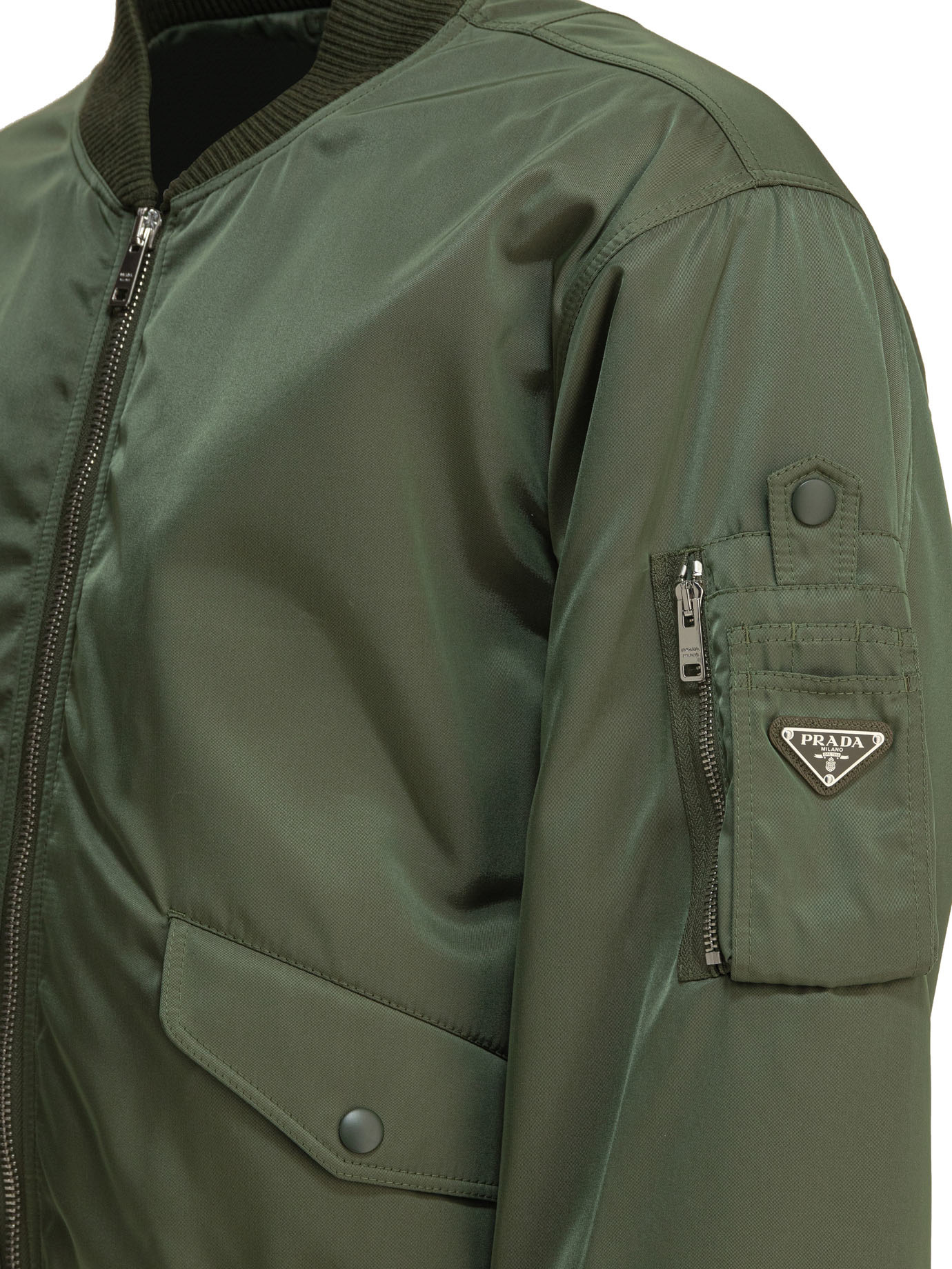 Prada Long Sleeve Casual Jacket In Green