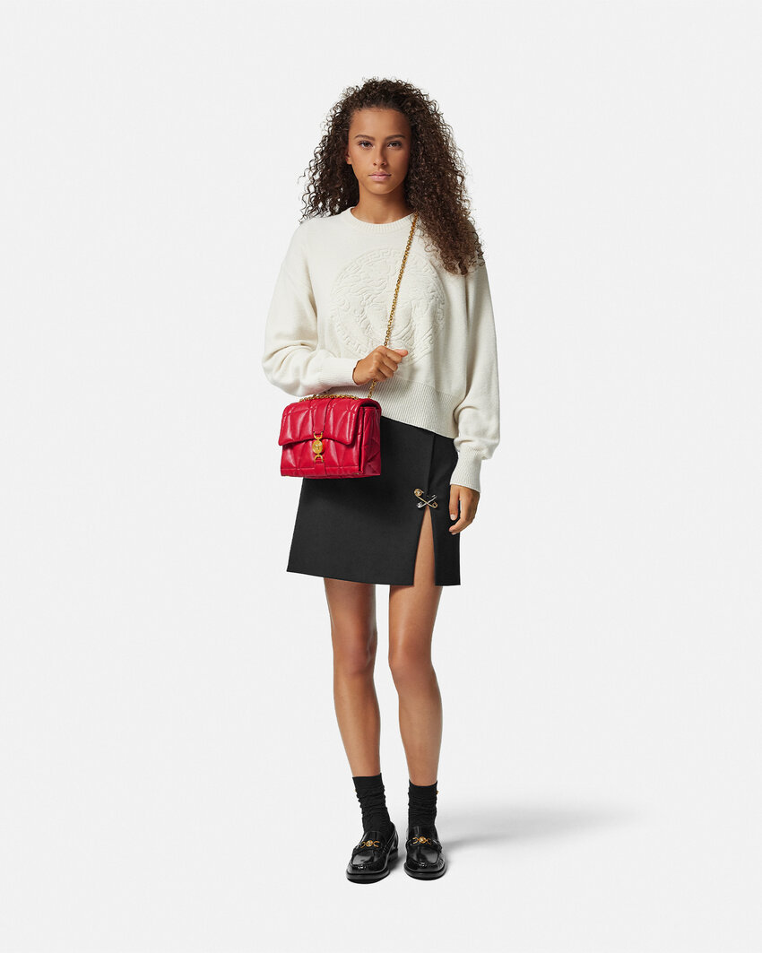 Shop Versace Medusa Shoulder Bag In Red