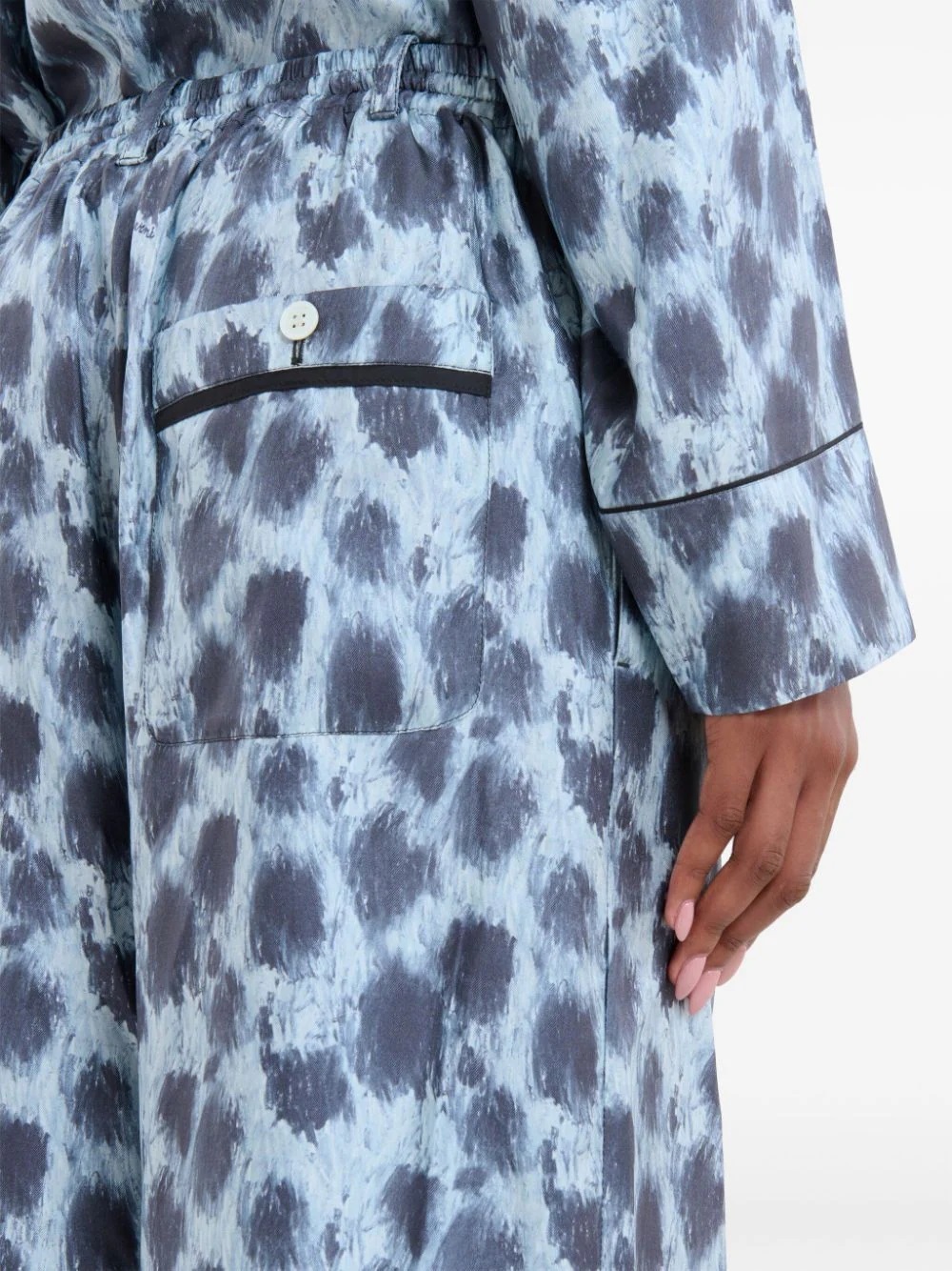 Marni Silk Wide-leg Trousers In Blue