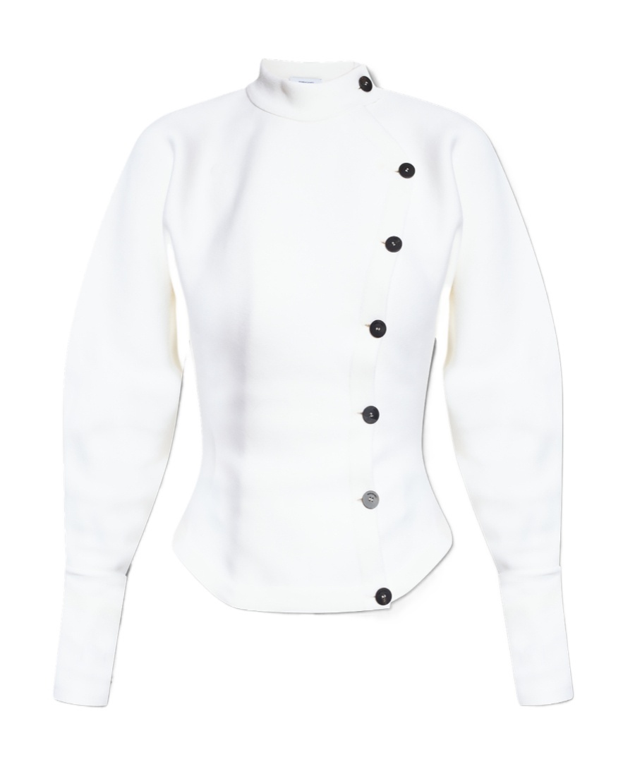 Ferragamo Asymmetrical Buttoned Wool-blend Cardigan In White