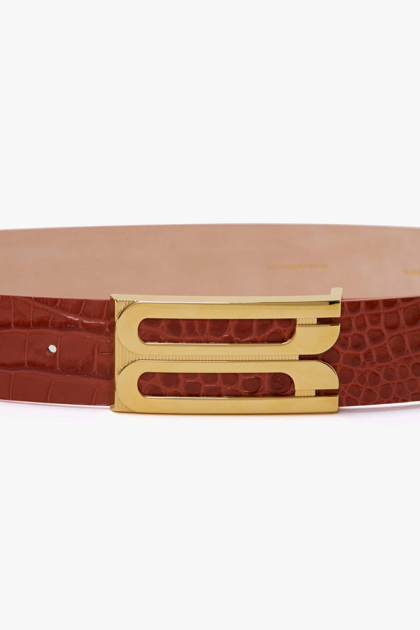 Victoria Beckham Embossed Leather Belt In Nude