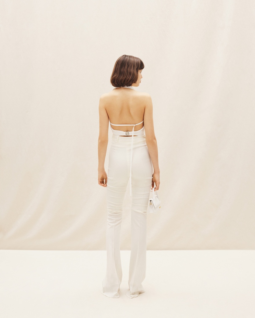 Jacquemus High-waisted Flared Trousers In White