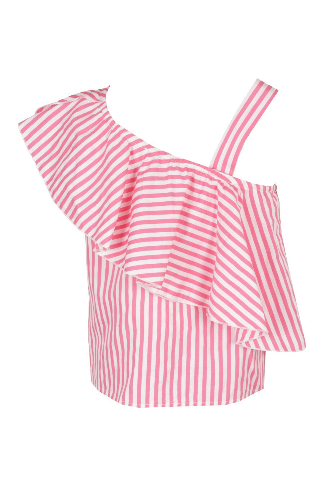 Monnalisa Asymmetric Striped Top In Pink