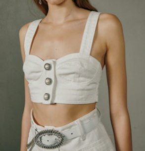 Alessandra Rich Pearl-embellished Cropped Cropped In White