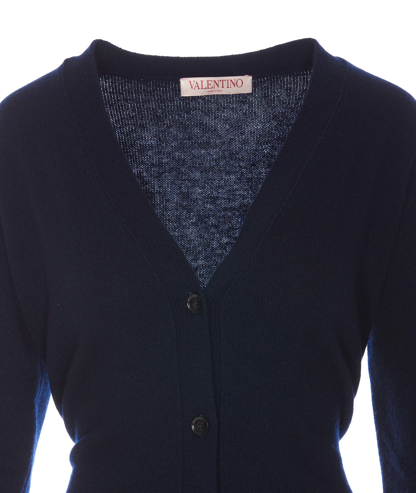Valentino Knitwear With Belted Waist And V-neck In Black