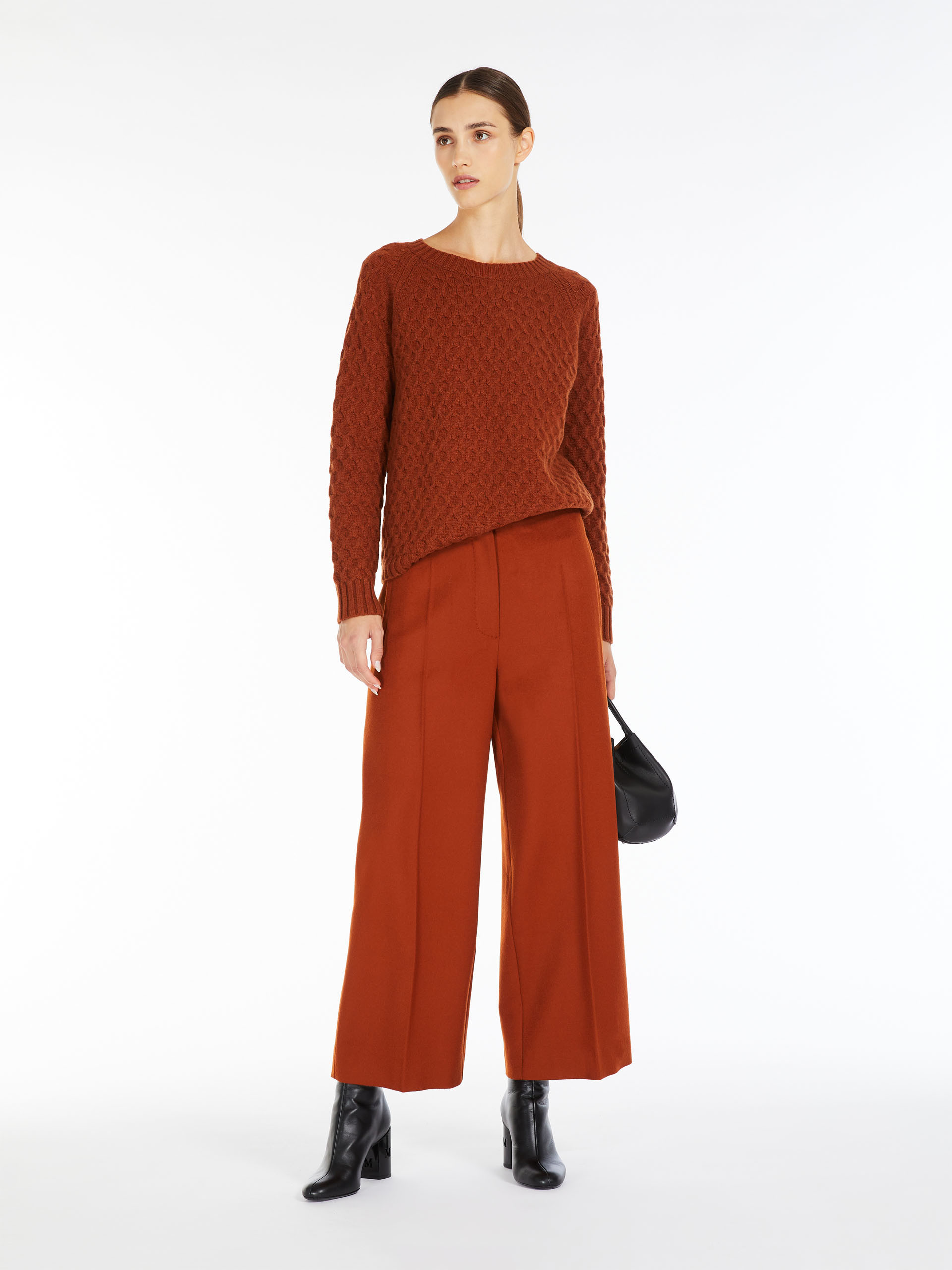 Shop Max Mara Wool Cashmere Knitted Sweater In Brown