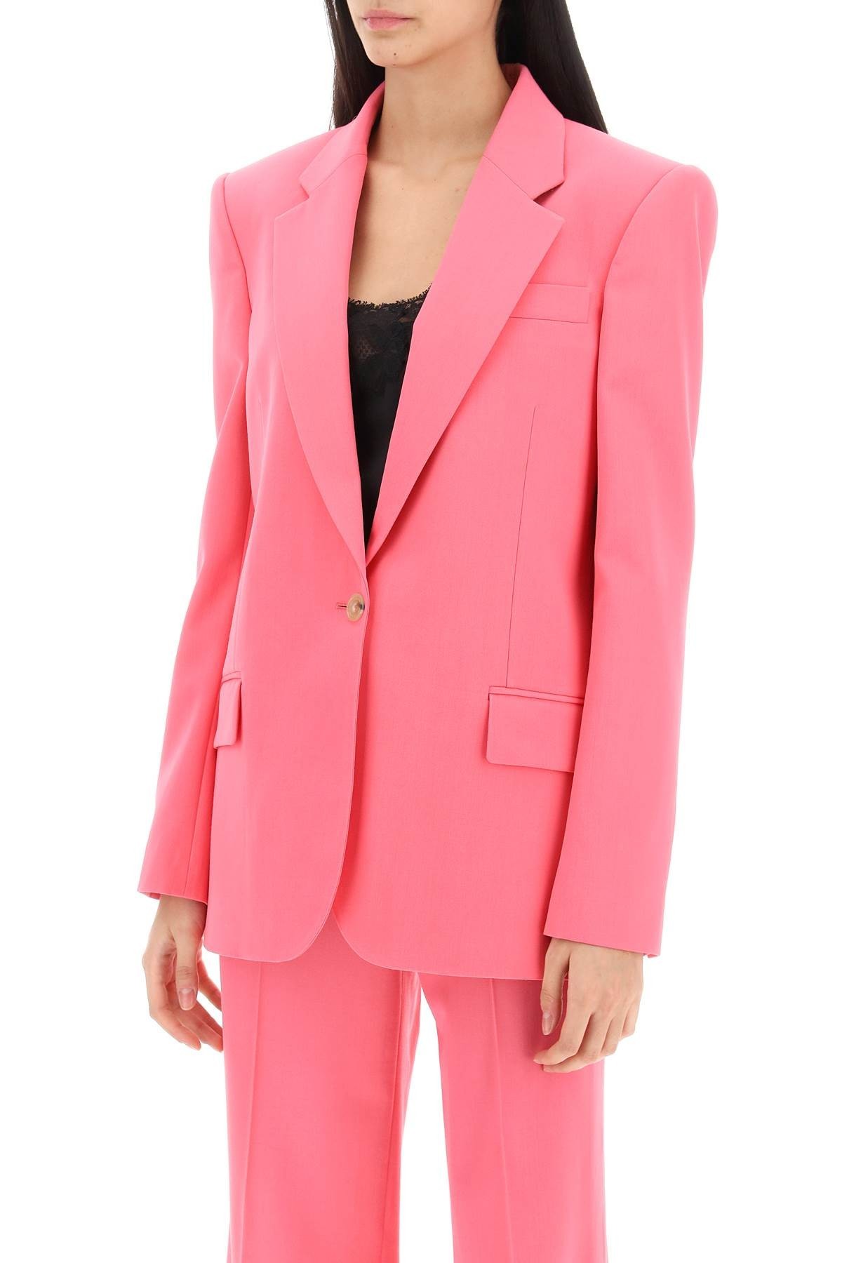 Stella Mccartney Single-breasted Wool Blazer In Pink