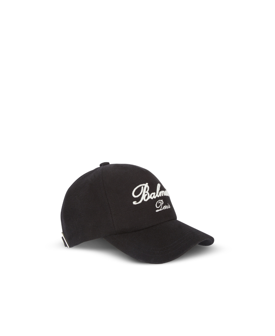 Balmain Signature Embroidered Cotton Baseball Cap In Black