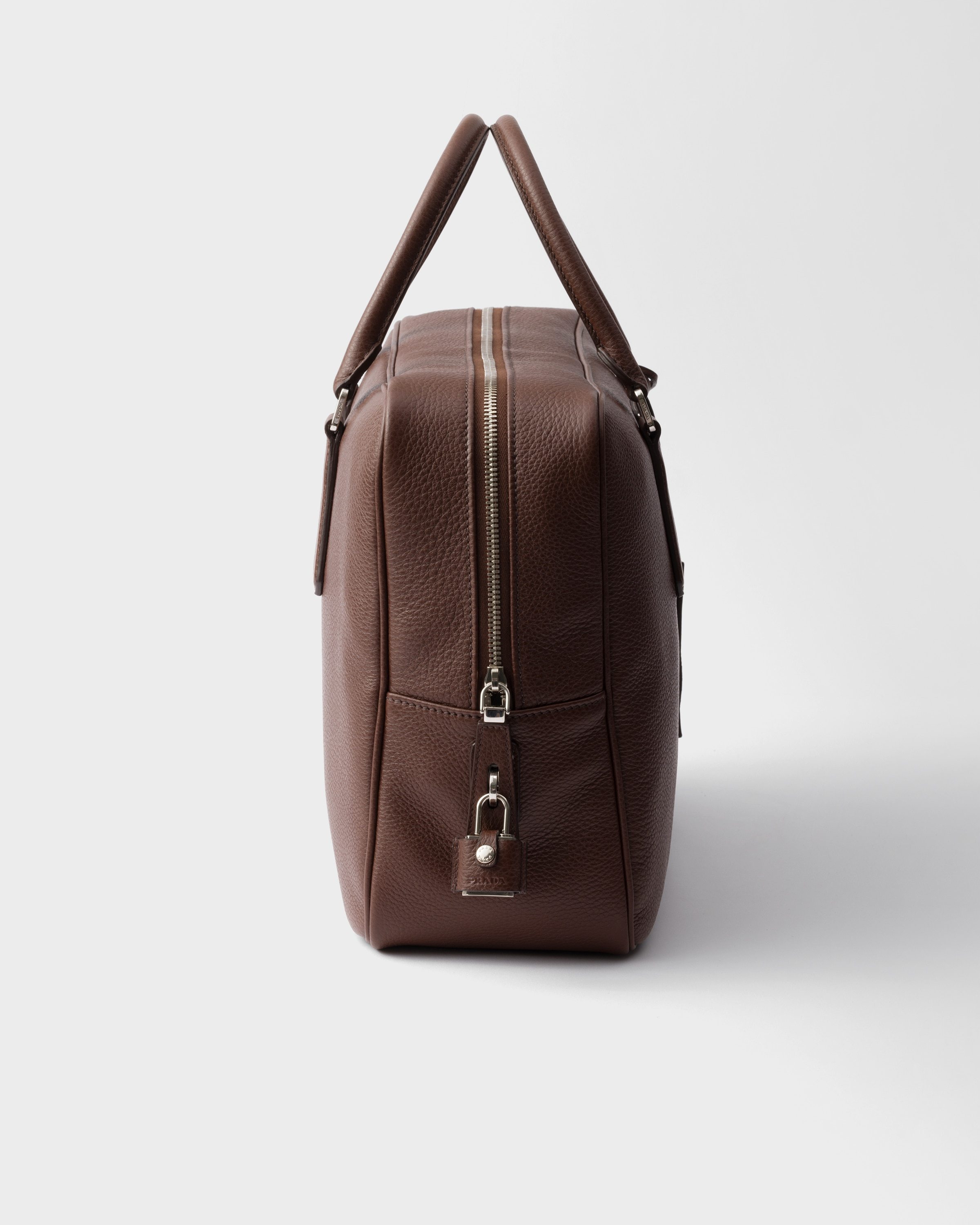 Prada Textured Leather Briefcase With Polished Hardware