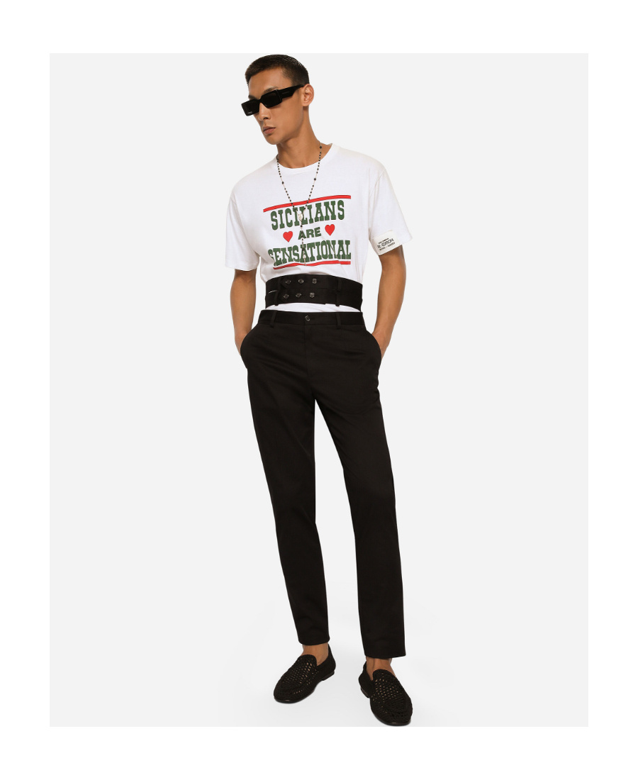 DOLCE & GABBANA DOLCE  GABBANA SLOGAN PRINTED CREWNECK T-SHIRT