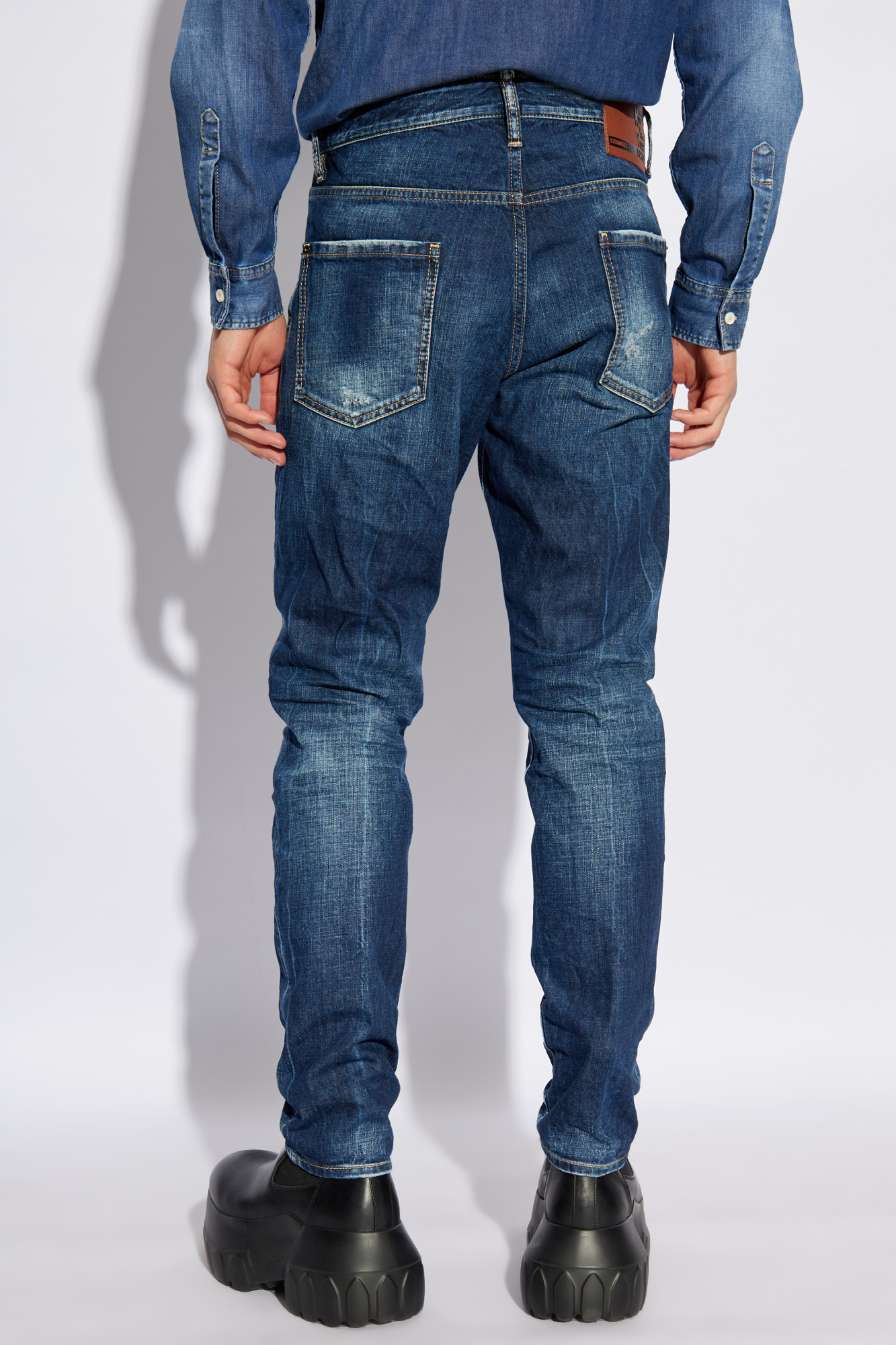 Dsquared2 Jeans With Maxi Logo Tag In Blue