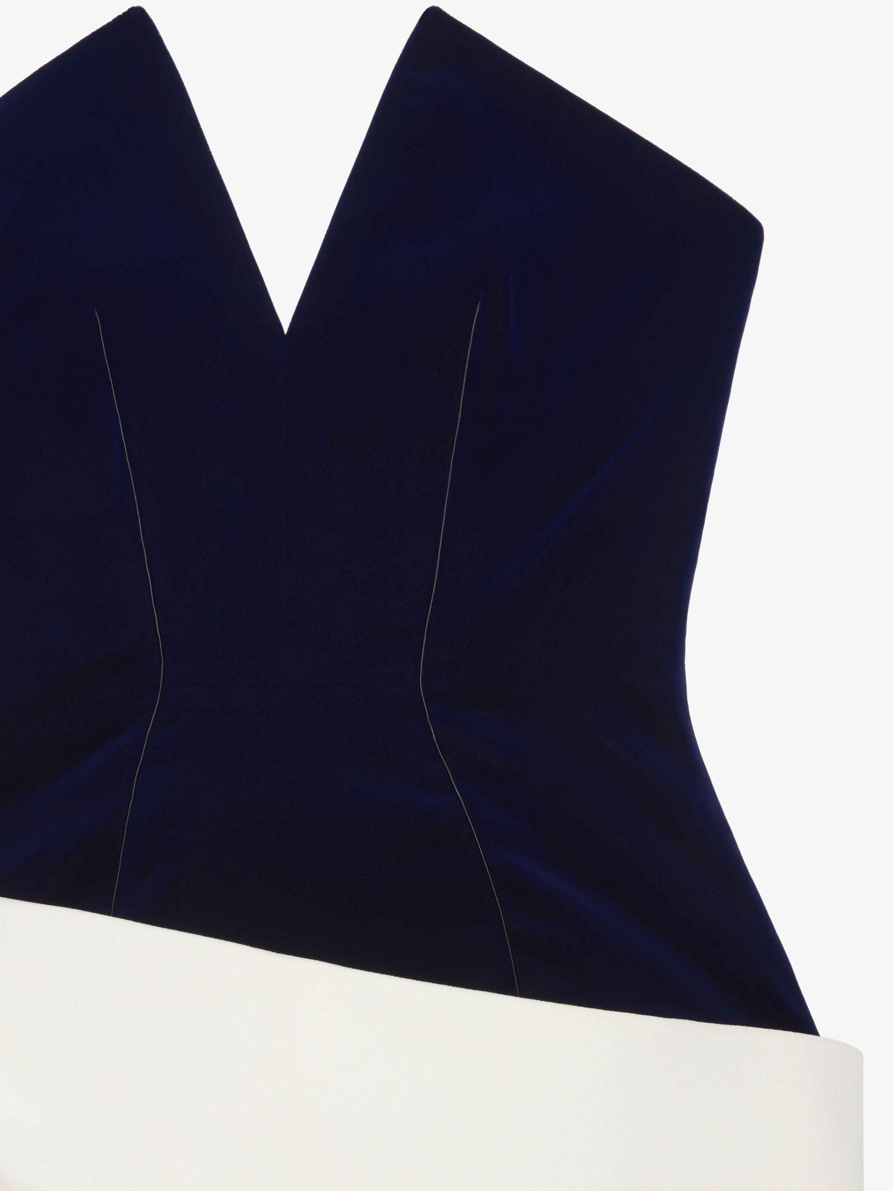 Givenchy Bi-material Bustier Asymmetric Dress In Deep Navy Blue