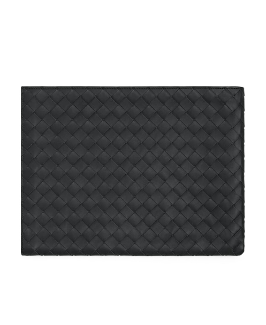 Bottega Veneta Intrecciato Leather Clutch Bag In Black