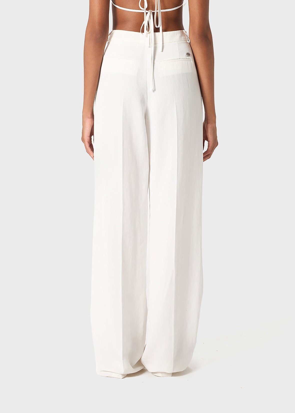 BLUMARINE LOGO-LETTERING TROUSERS