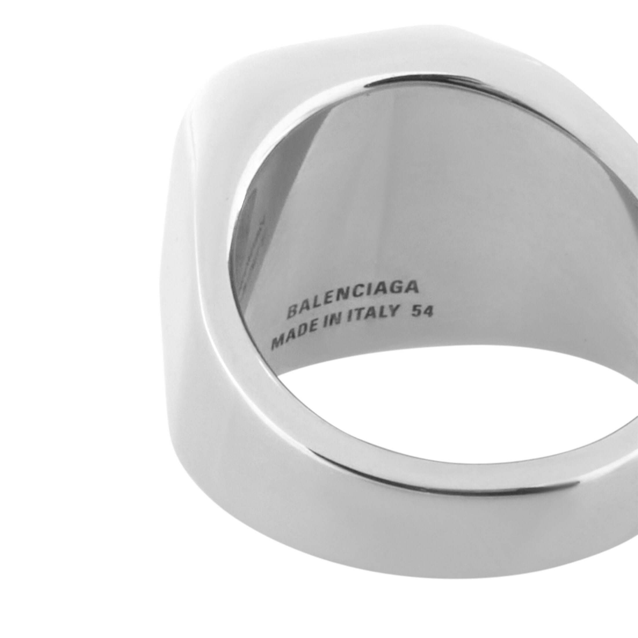 Balenciaga Nano Signet Ring In Shiny Silver In Metallic