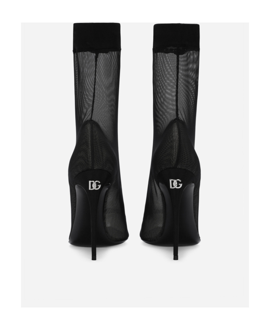 Dolce & Gabbana Kim 105 Sheer Sock Ankle Boots In Black