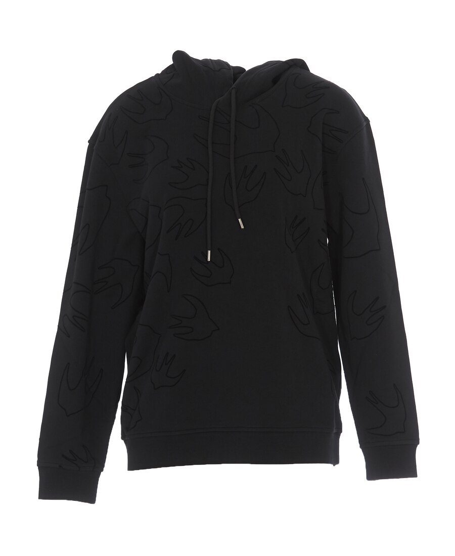 Mcq By Alexander Mcqueen Black Swallow Hooded Sweater In Blue